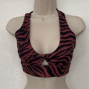 FABLETICS Women’s Brown Zebra Print Athletic Bra Size Small EUC